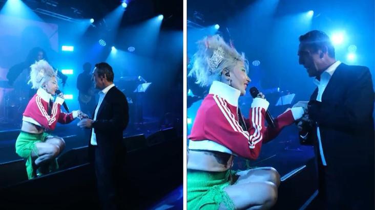 Ali Koç sahneye çıktı, Hande Yener’le şarkı söyledi