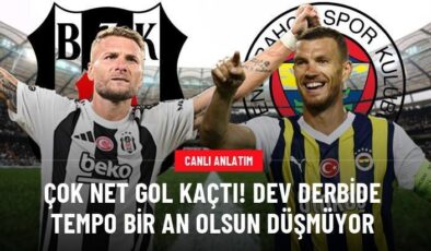 Çok net gol kaçtı! Dev derbide tempo bir an olsun düşmüyor